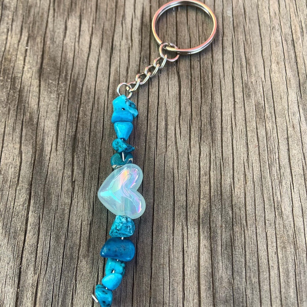 Blue heart crystal keychain